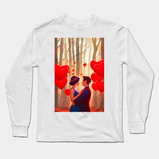 A beautiful couple with heart balloons Long Sleeve T-Shirt